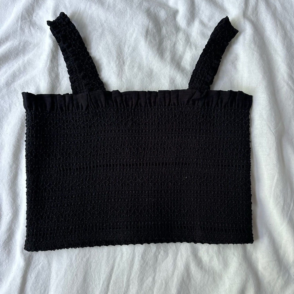 Black Smocked Women's Top
